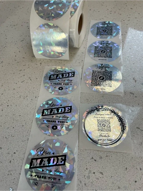 100 Custom 2” circle labels with your QR code or Thank You!