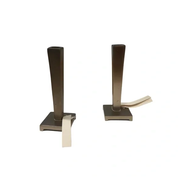 Crate and Barrel La linge metal pewter candlestick holders 2 New holiday formal