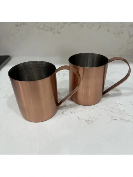 Crate & Barrel Copper Set Of 2 Mugs Quality Drinkwear India Metal