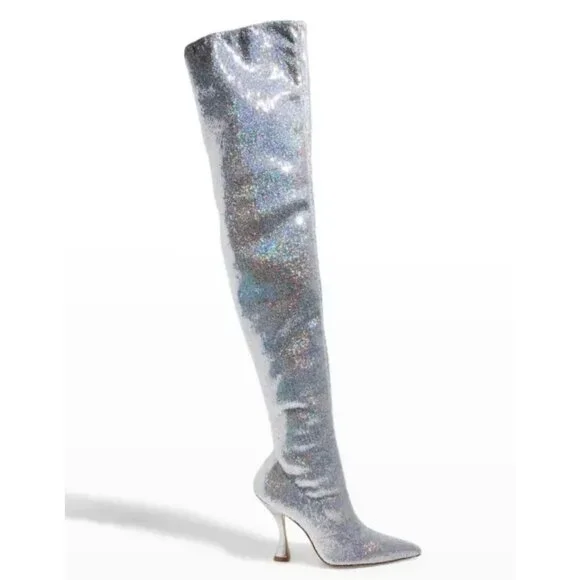 NWOB Stuart Weitzman Ultrastuart Xcurve Sequin Over the Knee Heeled Boots 8.5