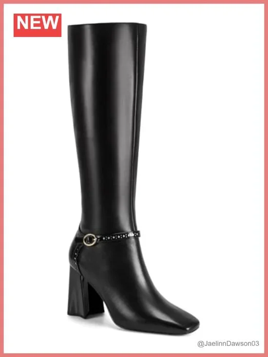 Knee High Heeled Bootie with Subtle Hardware - Women's Boots