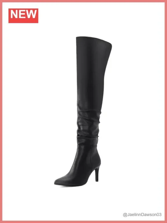 Thigh High Over the Knee Stiletto Heel Pointed Toe Slouch Boots for Women