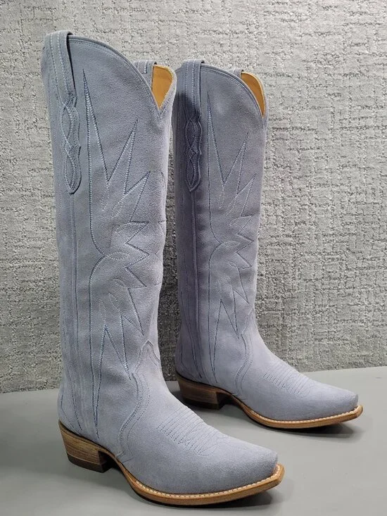 Tecovas The Loretta Women's Size US 7B Chambray Suede Cowgirl Boots.