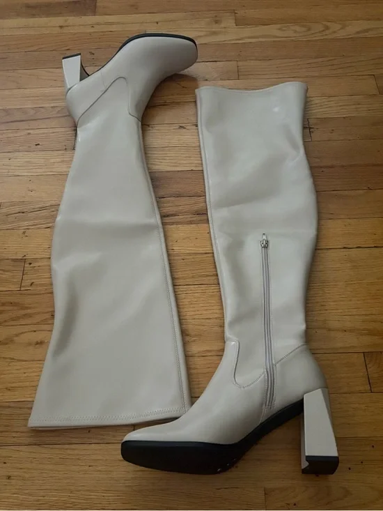 Open Edit Cream Over The Knee Boots Size 9.5