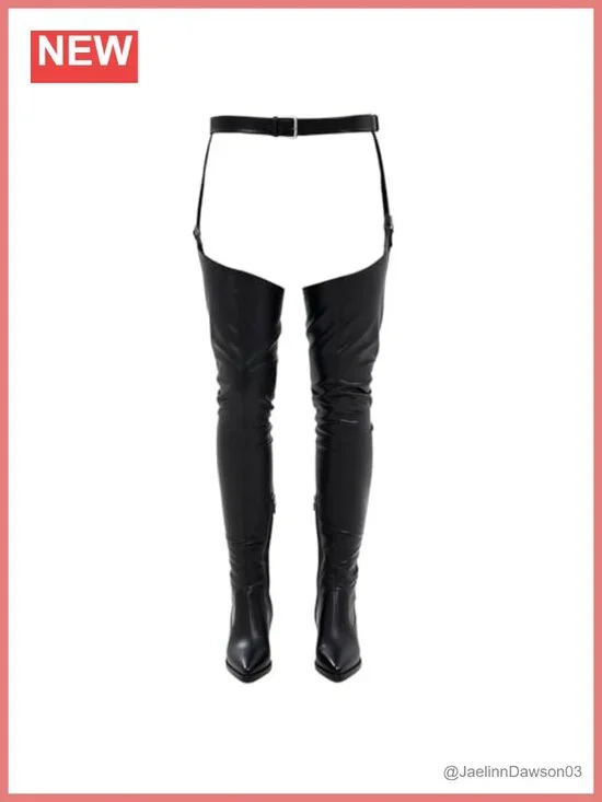 Women's Faux Suede Over The Knee Boots Chunky Heel Pointed Toe Side Zipper