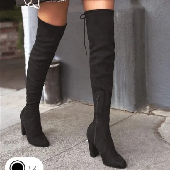 Lulus so much yes black suede over the knee boots size 9