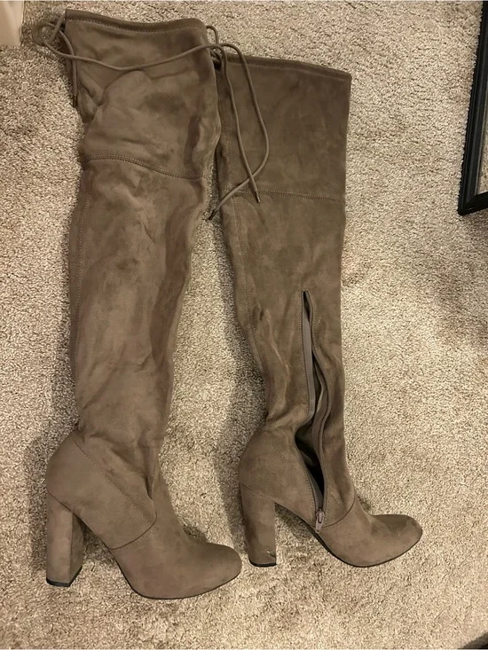 Women's Taupe Over-the-Knee Suede Boots