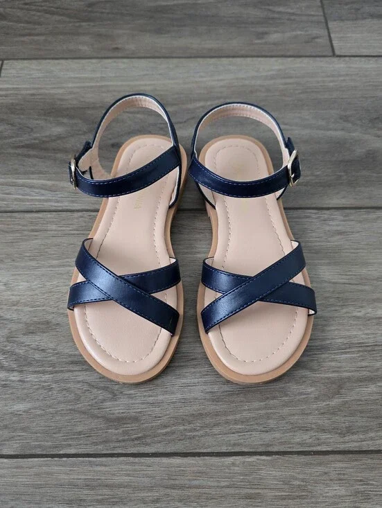 Girls Navy Dressy Sandals