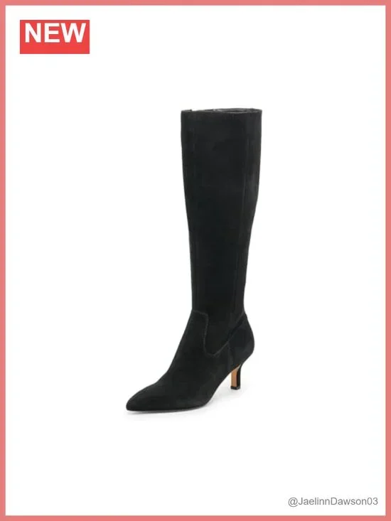 Knee High Boot Leather Look Waterproof Pull On