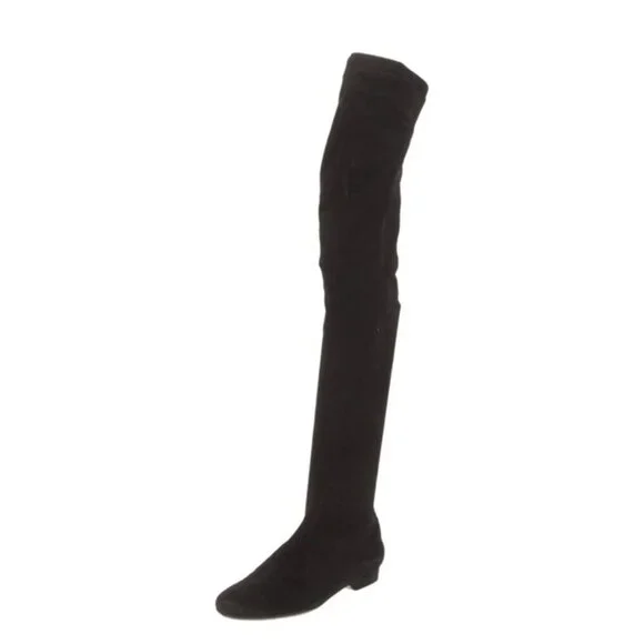 Robert Clergerie Suede Over the Knee Sock Boots Black Size 6 IT 36