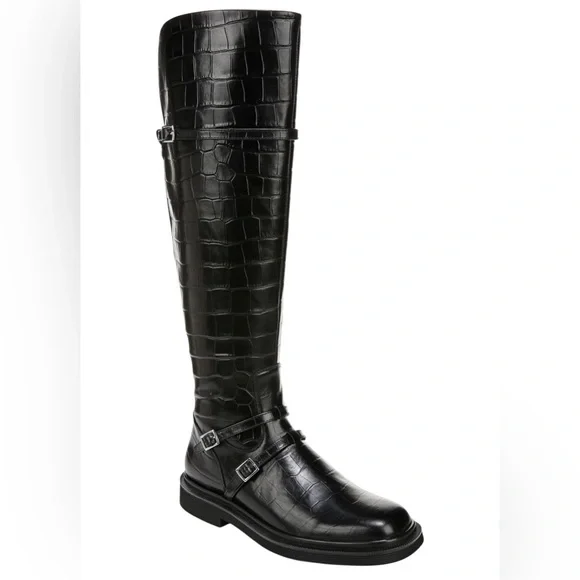 SARTO by Franco Sarto Ainsley Knee High Boots Black Croc Embossed women’s size 5