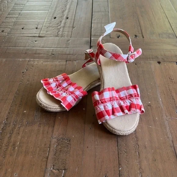 Janie and jack red plaid espadrille sandals