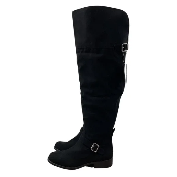 Sun + Stone Anyaa Black Over The Knee Wide Calf Boots Womens 7.5M F42199