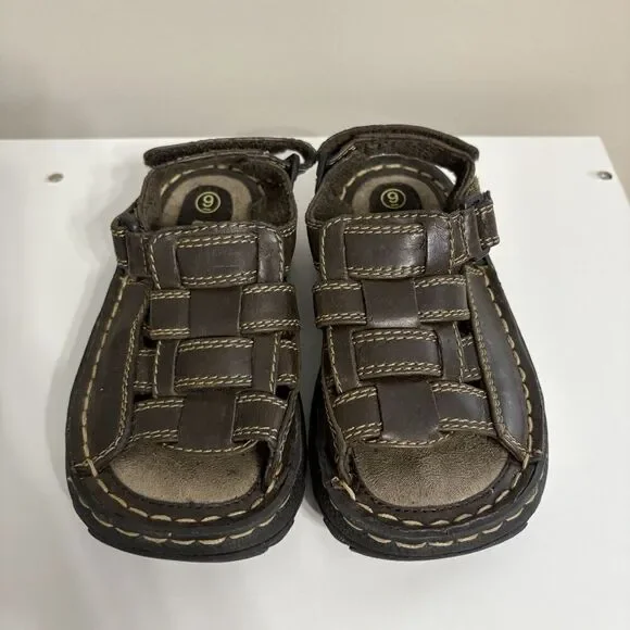 Faded Glory Kids 9 Sandals Brown Y2K Vintage Fisherman Faux Leather Chunky