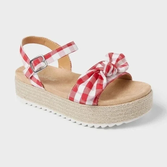 Little Girls Gingham Red Sandals by‎ Cat & Jack Daphne  Size 13 New With Tags