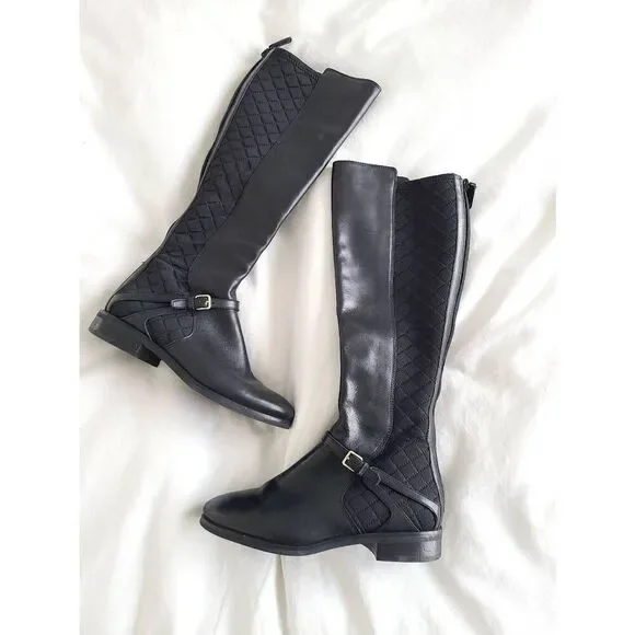 Cole Haan Womens Leather Upper Buckle Strap Accent Imogene Boot II Black Size 5B