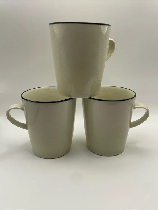 Crate & Barrel Kathleen Wills Kita Crackle-finish Ceramic Coffee Mug Set of 3