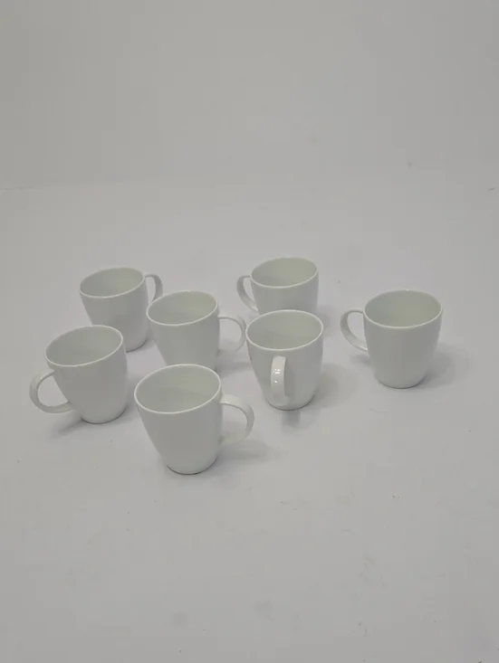 Crate & Barrel Set Of 7 Porcelain White Small Espresso Cups