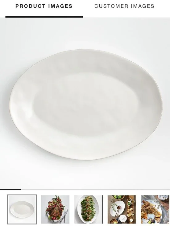 Crate & Barrel Marin White Large Stoneware Oval Serving Platter 20” | 156-887