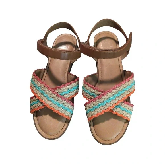 DV Dolce Vita Deborah‎ Girls Multi Color Braided Wedge Sandals Size 5 SF3409