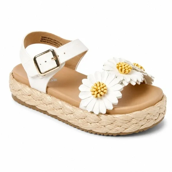 Big Girl Platform Sandals by Art Class‎ Makayla Daisy White Size 5 New With Tags