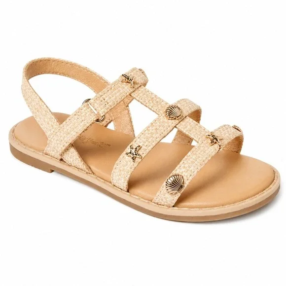 Baby Girls Raffia Sandals by Cat & Jack‎ Kinsley Beige Size 7 New With Tags