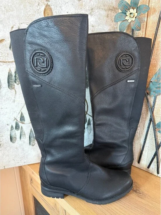 Rockport Hydro-Shield Womens 7.5W Black Leather Riding Boots