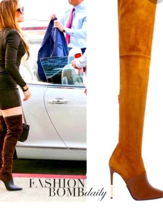 Balmain Amazone Brown Over-the-Knee Suede Stiletto Boots38/8 NWT!