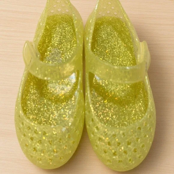 Old Navy Toddler Girls Yellow Glitter Jelly Mary Jane Shoes