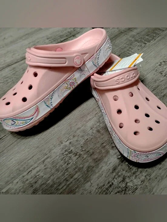 Crocs-style women's Pink Floral-Trim Clogs