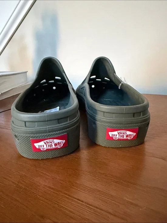 Vans Kids Olive Green Slip-On Clog Shoes