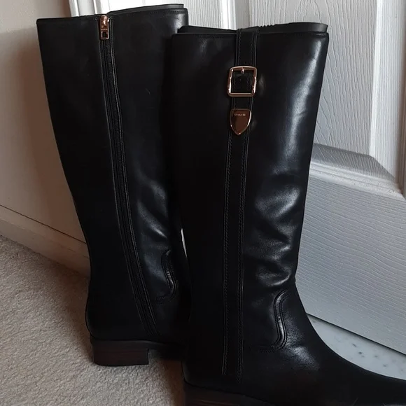 Coach BLack Leather NIB Knee-High Boots