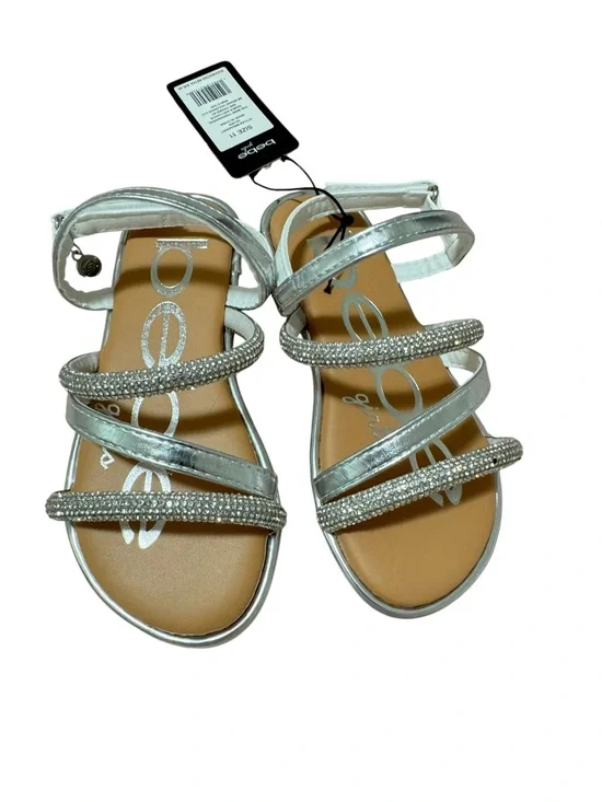 Bebe Girls Silver Rhinestone Strappy Sandals Size 11 Toddler New With Tags