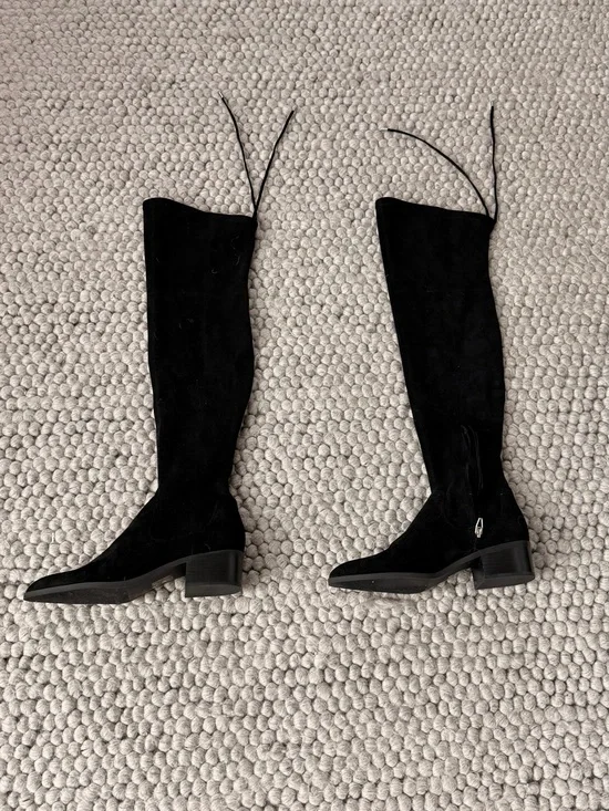 Brand New Dolce Vita Black Over-the-Knee Suede Boots with Back Tie