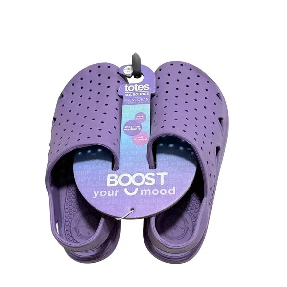 Totes‎ Solbounce Everywear Kids Paisley Purple Clogs Sandals Size 2-3 NEW