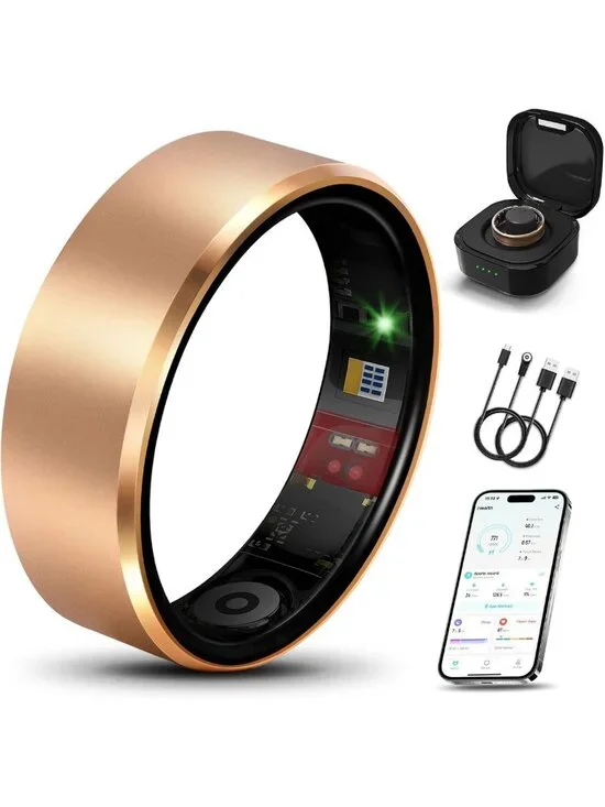 Stylish Smart Ring 2.0 for Sleep & Fitness Tracking, Rose Gold, Unisex, Size 8