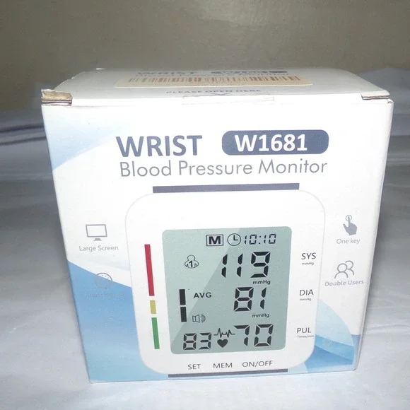 MMIZOO Digital Automatic Wrist Blood Pressure Monitor W1681 Large Screen White