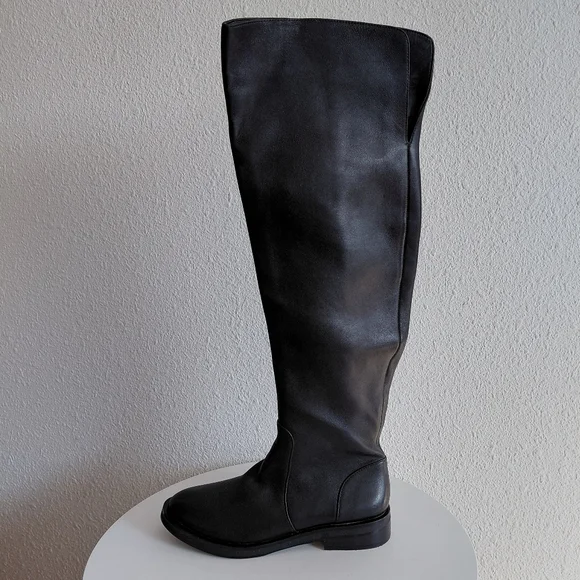 Giani Bini Womens Overs The Knee Riding Black Leather Boots
