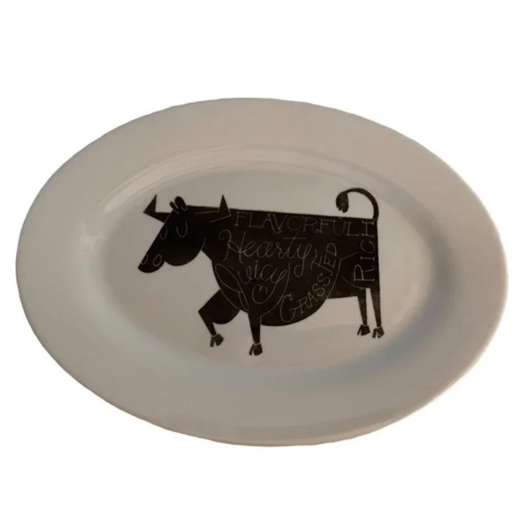 CRATE & BARREL FARMHOUSE PLATTER COW FROMAGE CHEESE PLATE