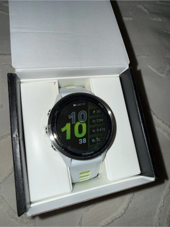 Garmin White and Neon Yellow Sport GPS Smartwatch w/Powerbank