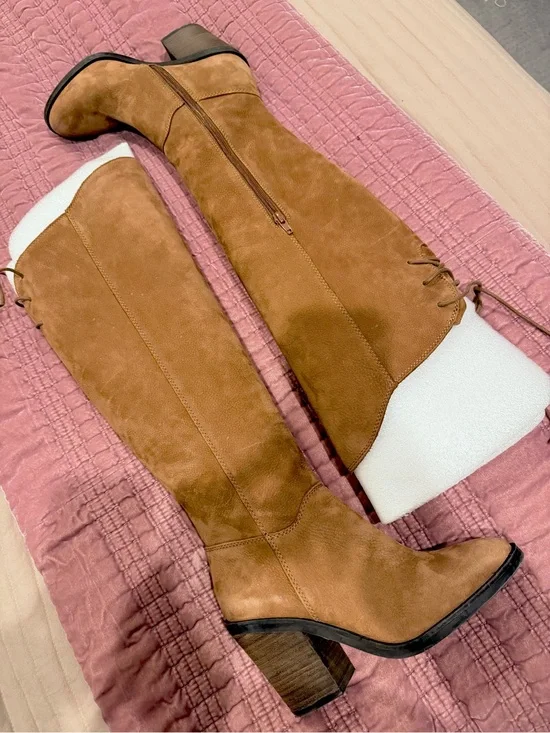 Lucky Brand Over-the-Knee Suede Boots in Tan