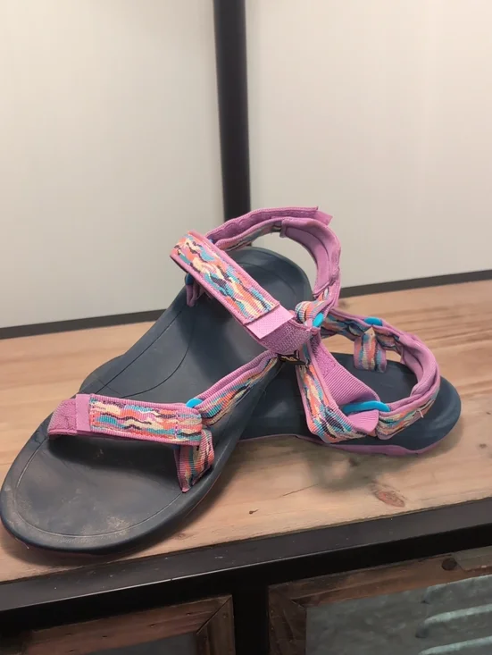 Girls Teva Pink Multi-Color Strap Sport Sandals