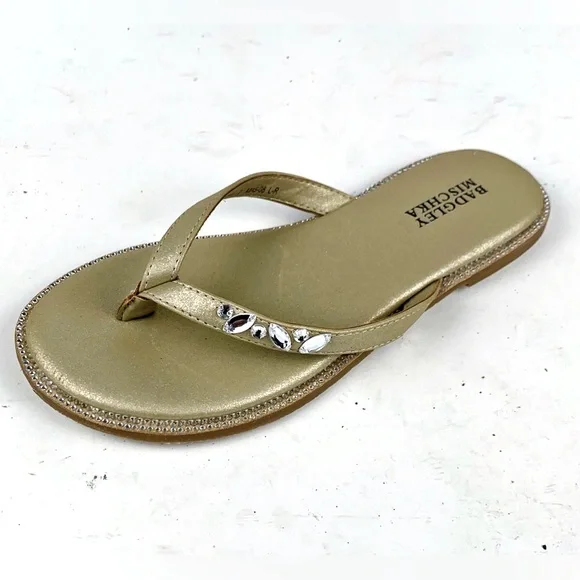 Badgley Mischka Girls Dress Flip Flops sisal