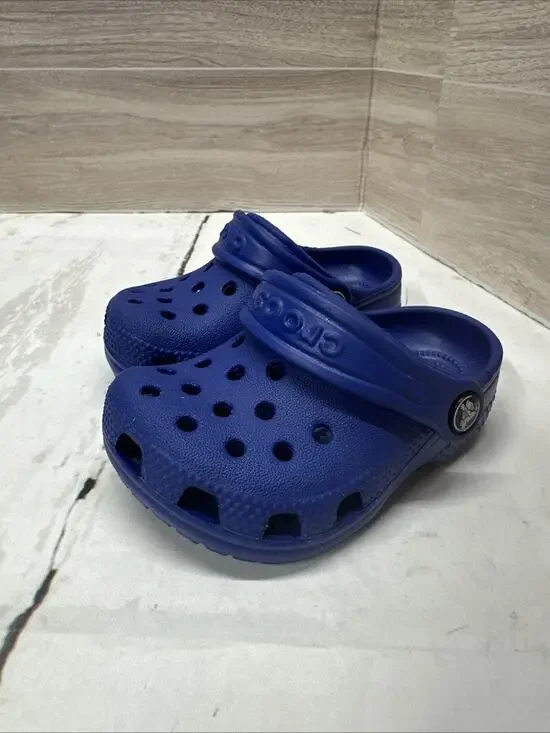 Crocs Classic Clog Baby Toddler SZ 2 3 Slip-On Blue Water Shoes Unisex My First