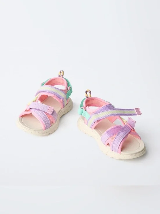 ZARA MULTICOLOR TECHNICAL SANDALS NWT Size : 9 (6.1 INCHES) * Color : PINK