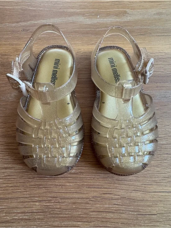 Mini Melissa Gold Glitter Jelly Sandals