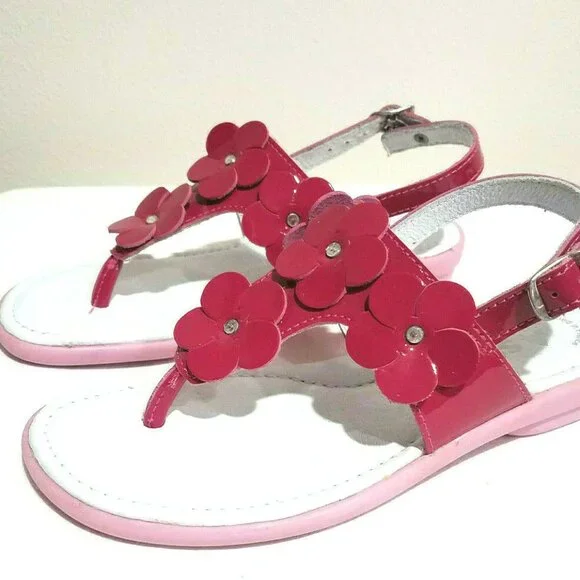 Hot Pink sz 8 Tdlr sz‎ 1 Girls Aster France lk Livie & Luca  Sandals 3-D Flowers