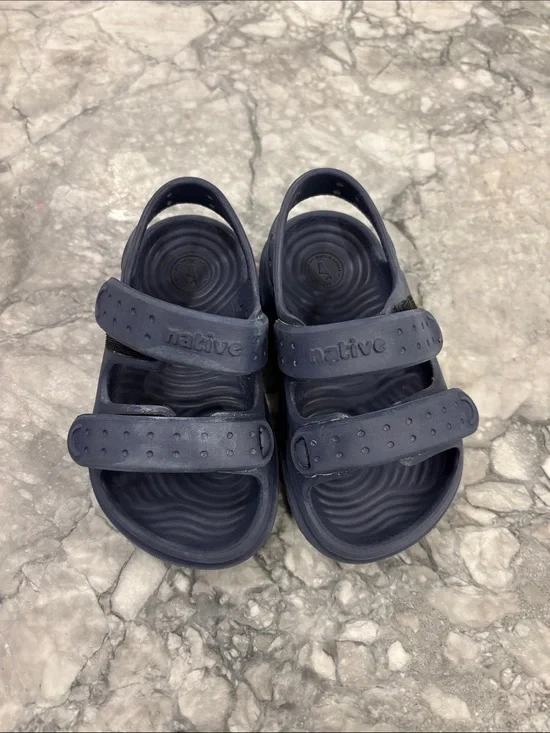 Native Kids Navy Blue Double-Strap Sandals