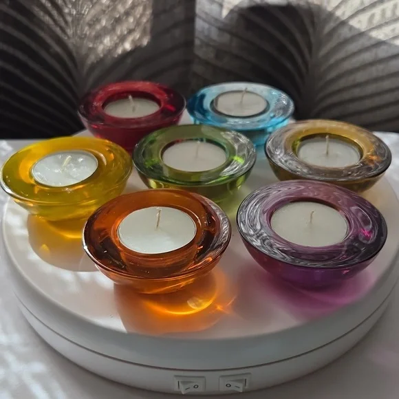 Colorful Glass Tealight Holders Set