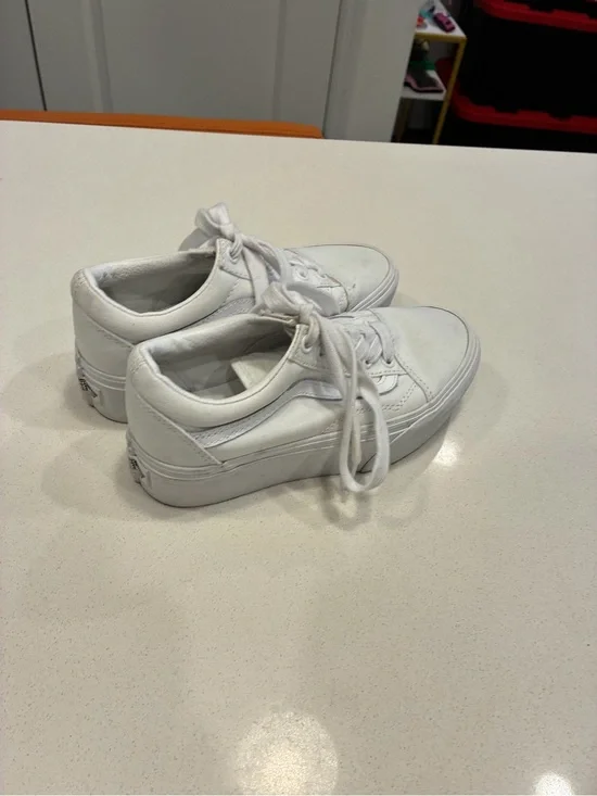 White Platform Sneakers - Women's Casual Lace-Up Size 5